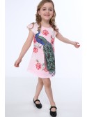 Dress with a peacock, light pink NDZ8128 - Online store - Boutique